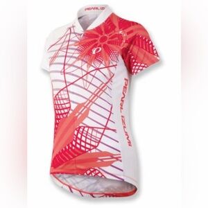 PEARL IZUMI Jersey Women’s M Coral Orange White Short Sleeve Zip Pullover Biking
